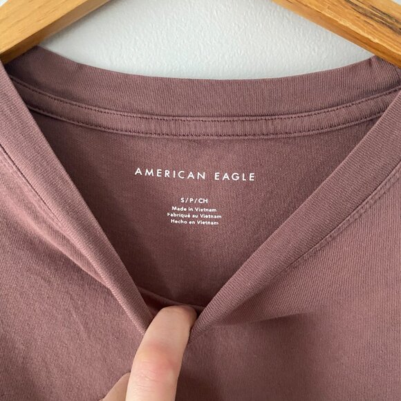 American Eagle Soft & Sexy Boxy Pocket Tee Mauve - Small - Picture 6 of 9